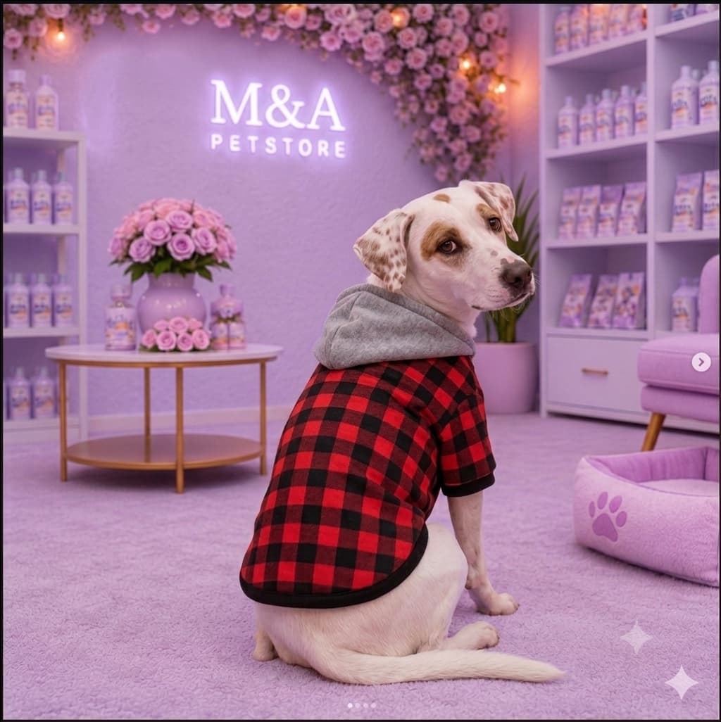Casaco Xadrez com Capuz para Pets
