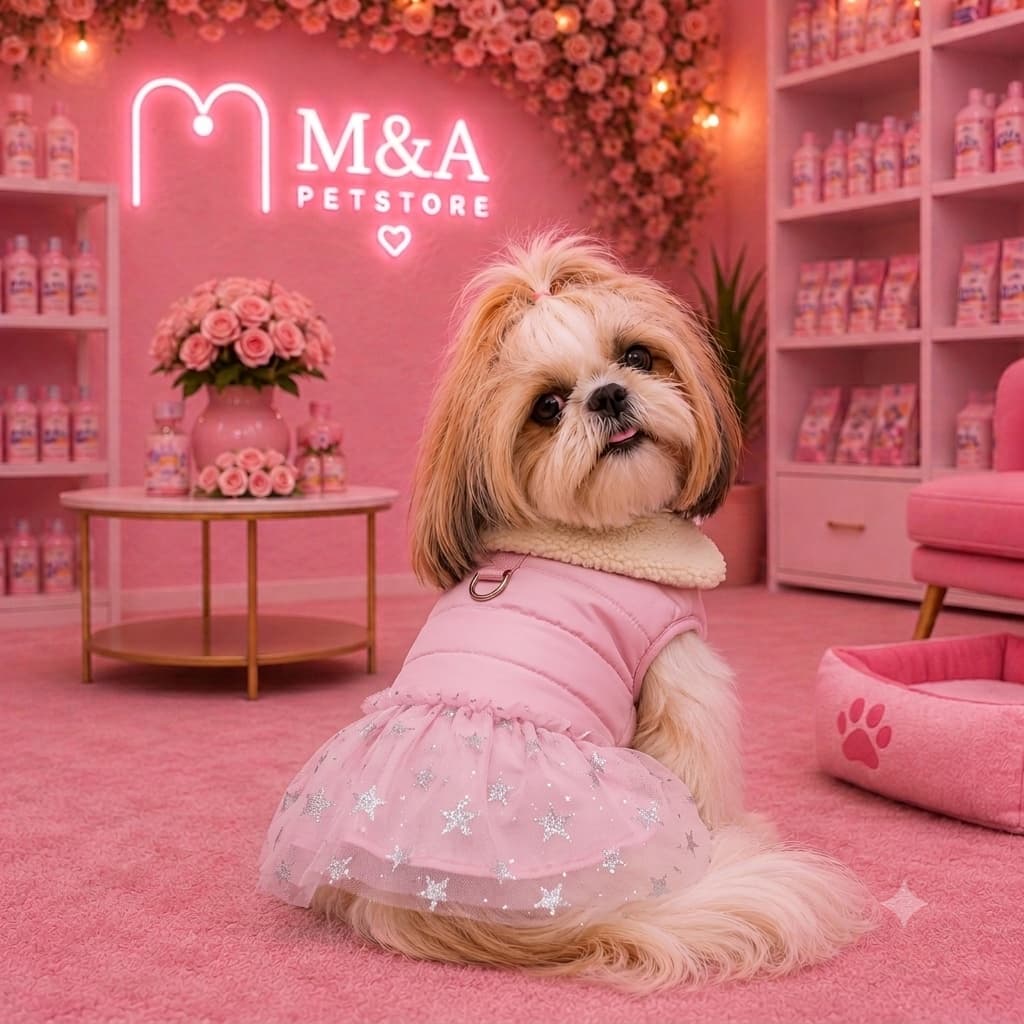 Jaqueta Acolchoada com Saia de Tule para Pets
